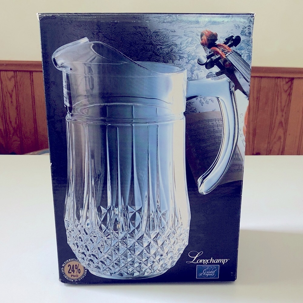 Vintage Cristal d'Arques Longchamp Lead Crystal Pitcher 48oz NIB France